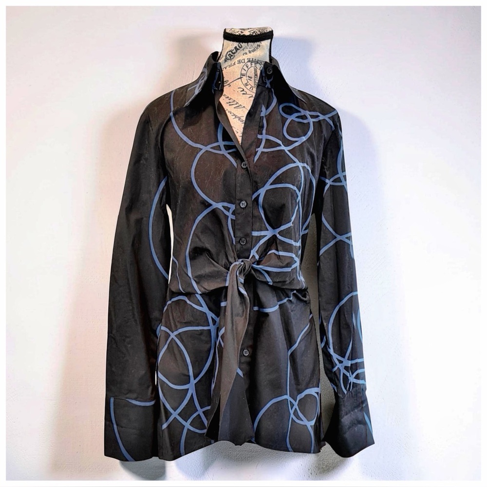 Couleur by Finley Abstract Print Tie Waist Shirt Dress | Button Front | 10